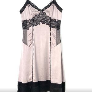 90s Karen Millen Pink and Black Lace Midi Dress size 6
